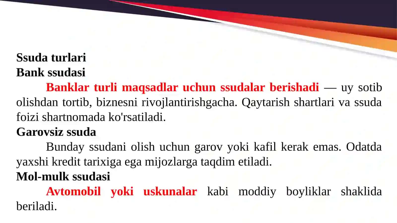 Ssuda kapitali, kreditning turlari va shakllari 4