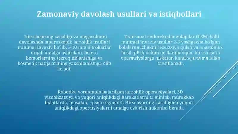 HIRSCHSPRUNG KASALLIGI VA MEGAKOLONDA JARROHLIK MUOLAJALARI 4