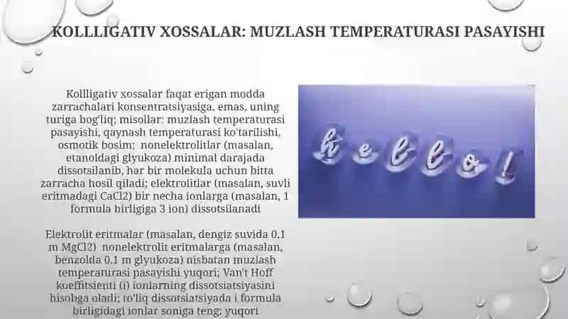 Noelektrolit va elektrolit eritmalar xossalari 4
