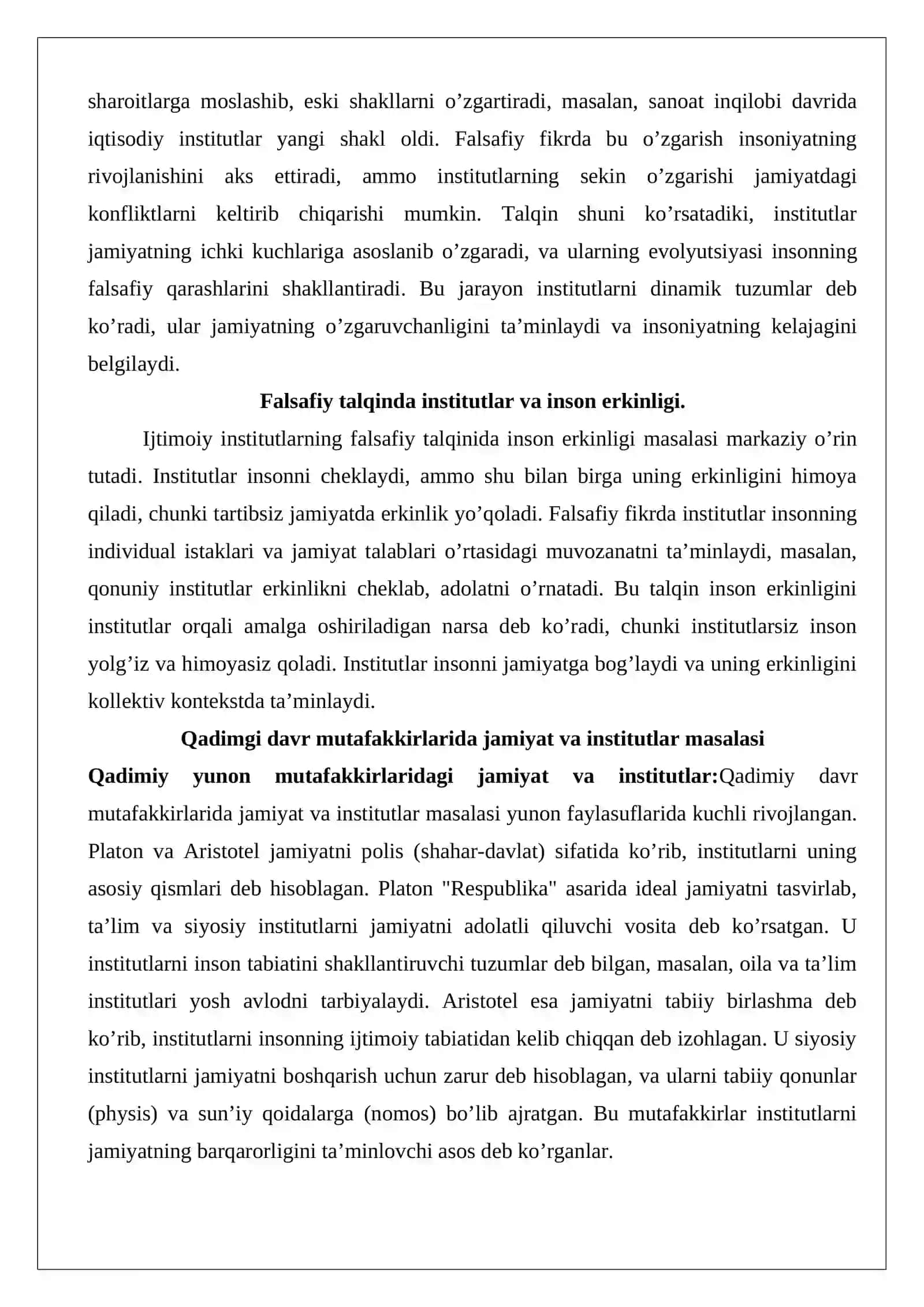 Ijtimoiy institutlarning shakllanishi va ahamiyati 4