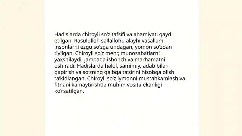 Hadisi sharifda muomala,chiroyli so‘z xususida 4