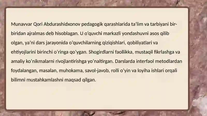 Munavvar Qori Abdurashidxonovning pedagogik qarashlari 4