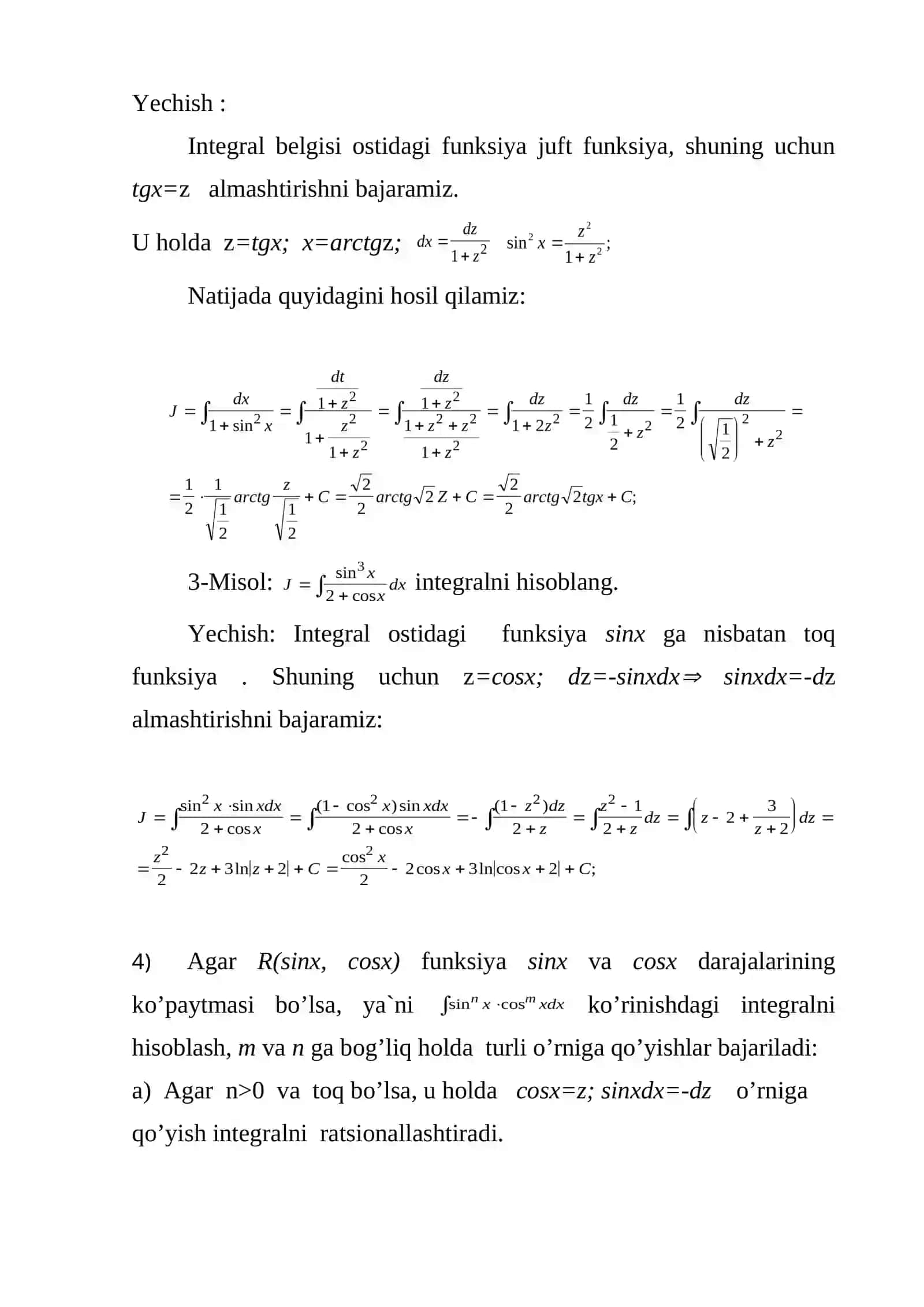 Trigonometrik funksiyalar va ularning xossalari 4