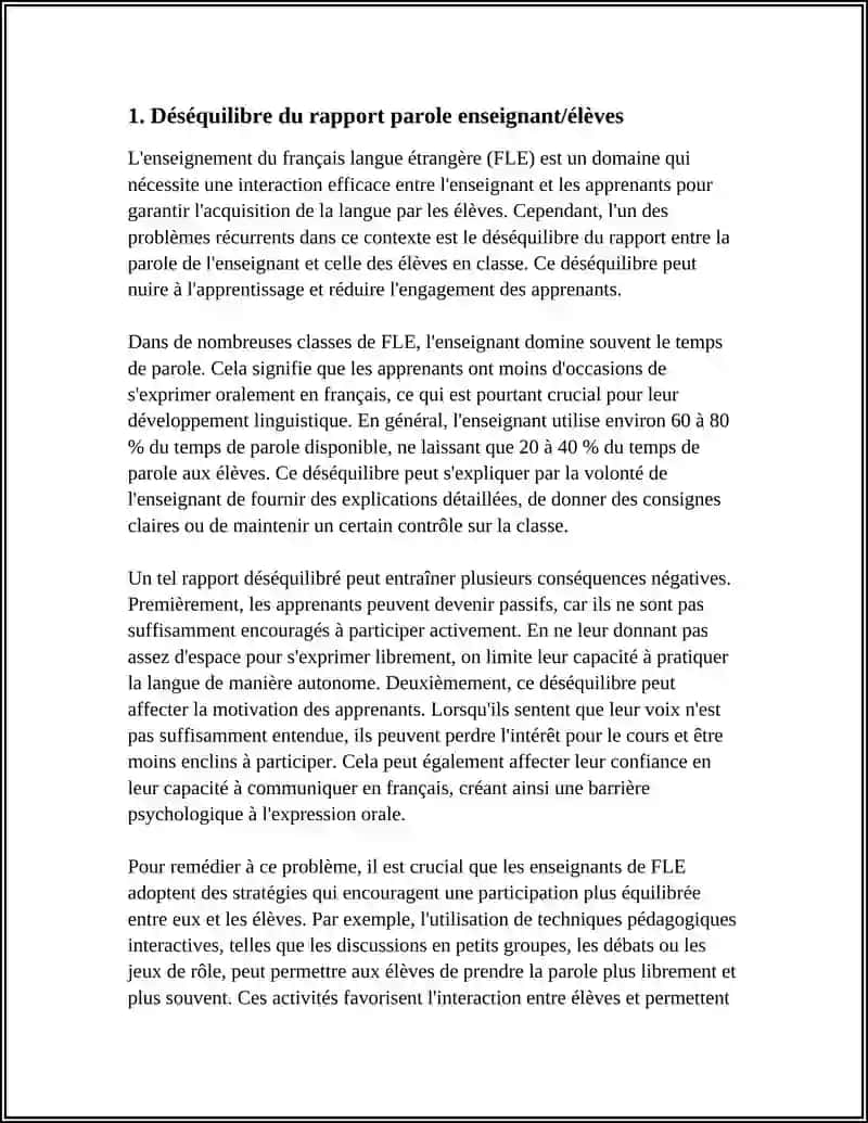 PROBLEME DE L’INTERACTION DE L’ENSEIGNANT ET APPRENANT DANS L’ENSEIGNEMENT/APRENNTISSAGE EN CLASSE DE FLE 4