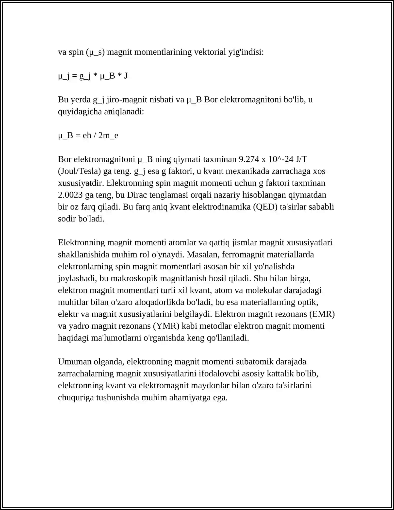 ELEKTRONNING MAGNIT MOMENTI VA UNING AHAMIYATI 4