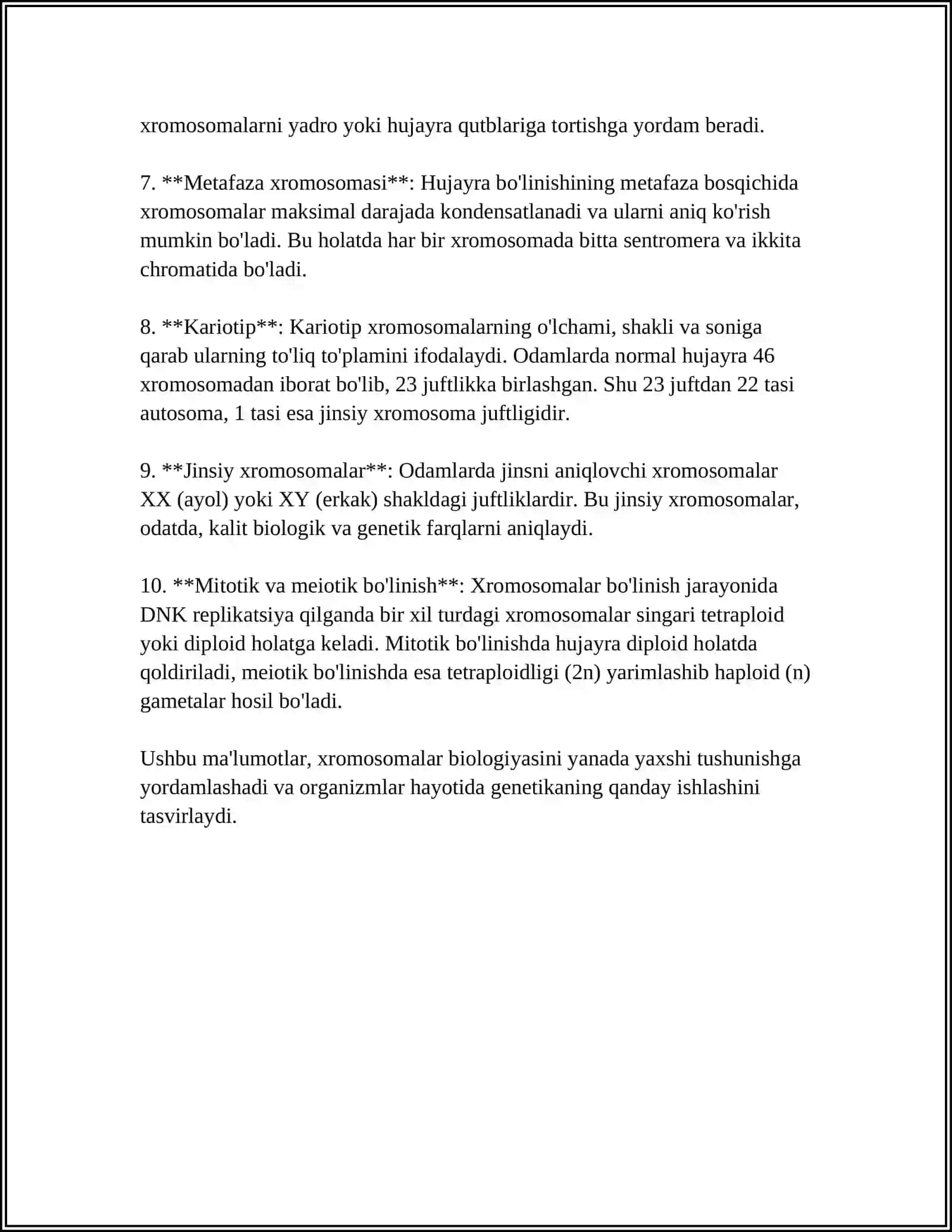 XROMOSOMA. XROMOSOMALARNING MOLEKULYAR TUZILISHI 4