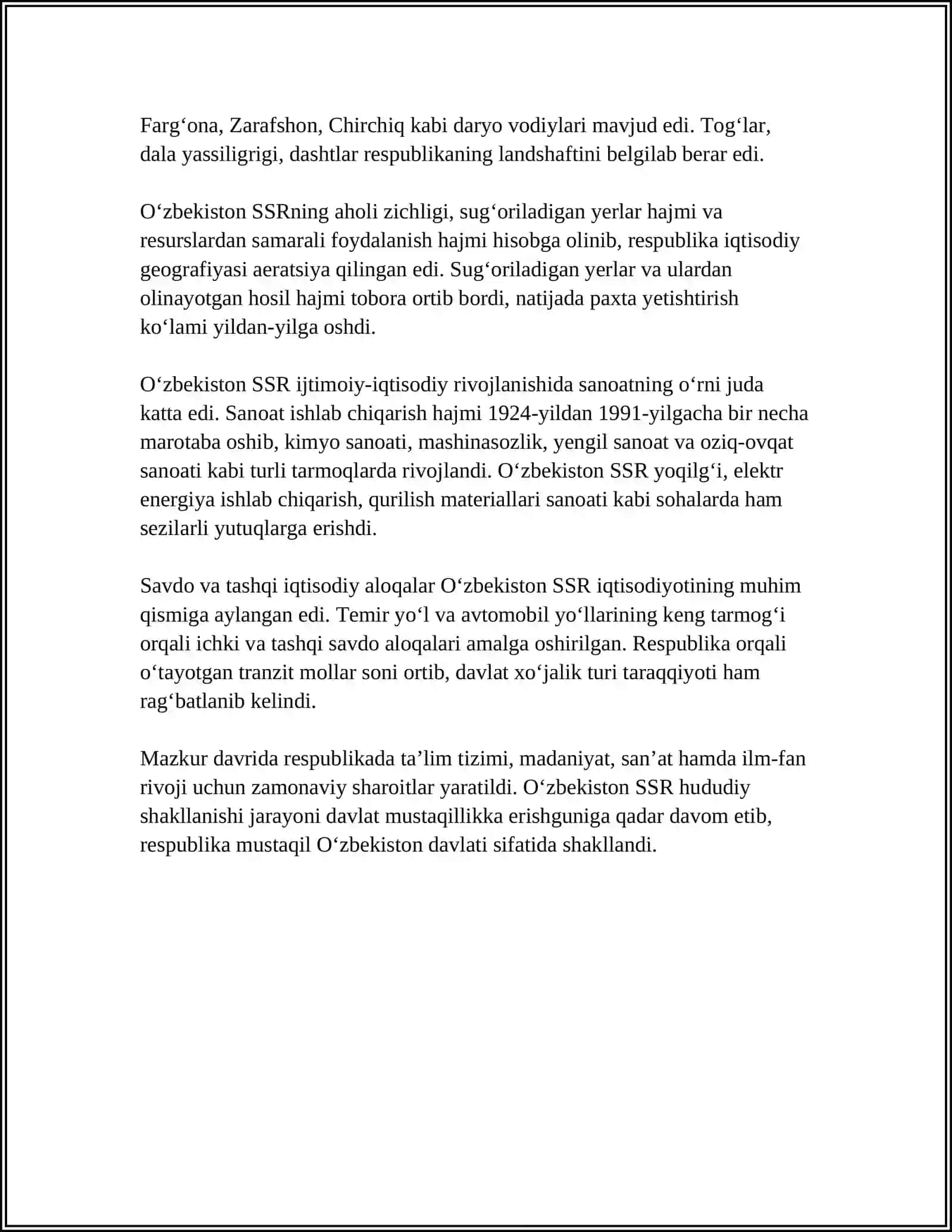 OʻZBEKISTON SSSR AXOLI TARIXIY GEYOGRAFYASI 4