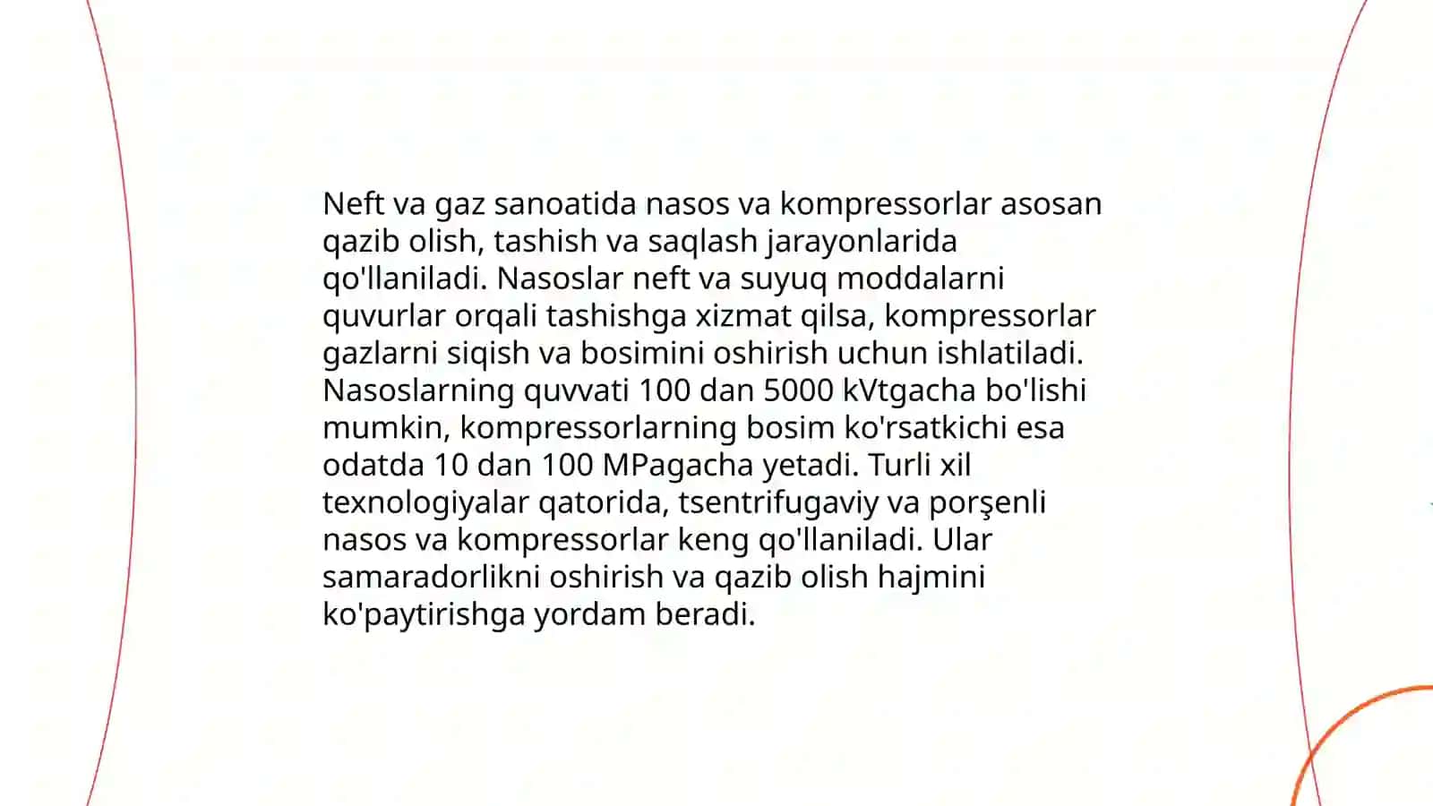 Nasos va kompressorlarning ishlatish sohalari 4