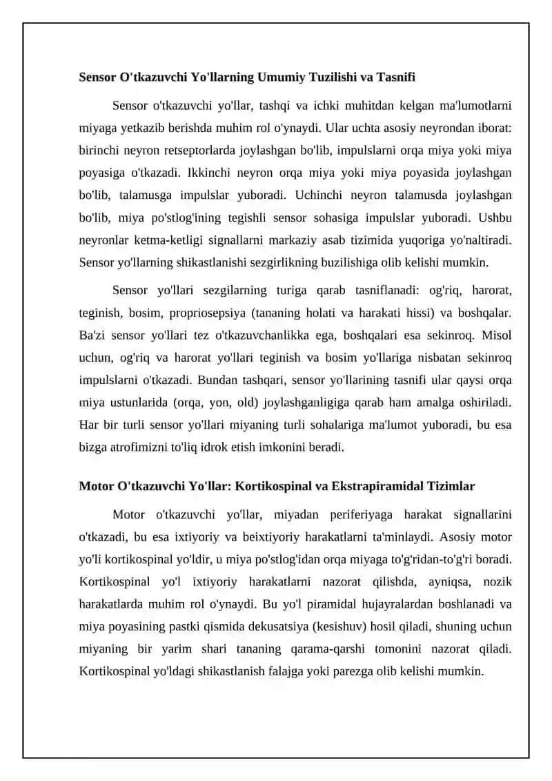 Markaziy nerv tizimining o’tkazuvchi yo’llari 4