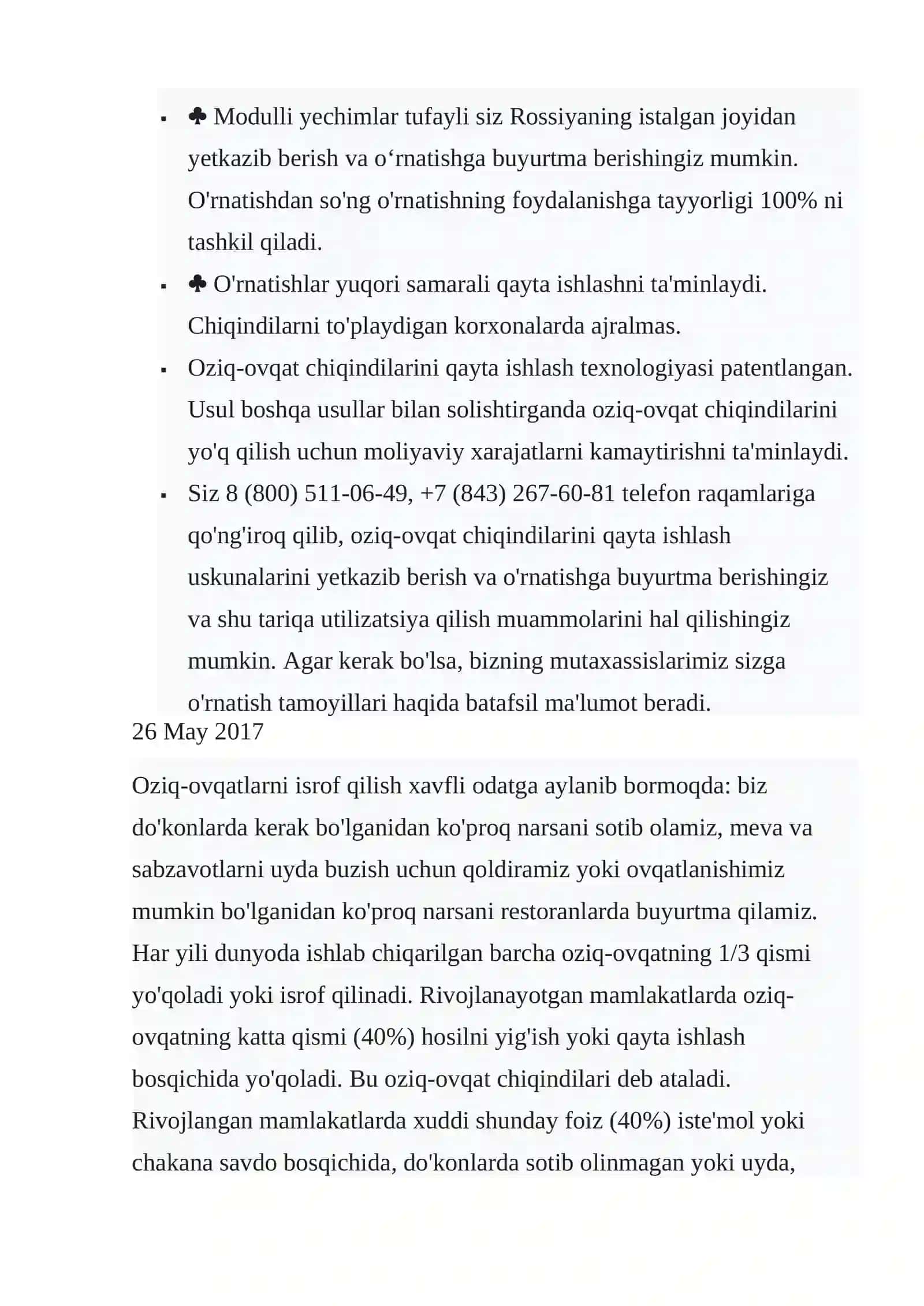 Oziq-ovqat chiqindilarini qayta ishlash 4
