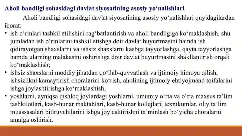 O‘zbekiston Respublikasining Aholi bandligi to‘g‘risidagi Qonuni 4