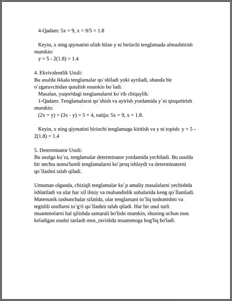 MATEMATIKA FANIDAN TENGLIK VA TENGSIZLIK 4