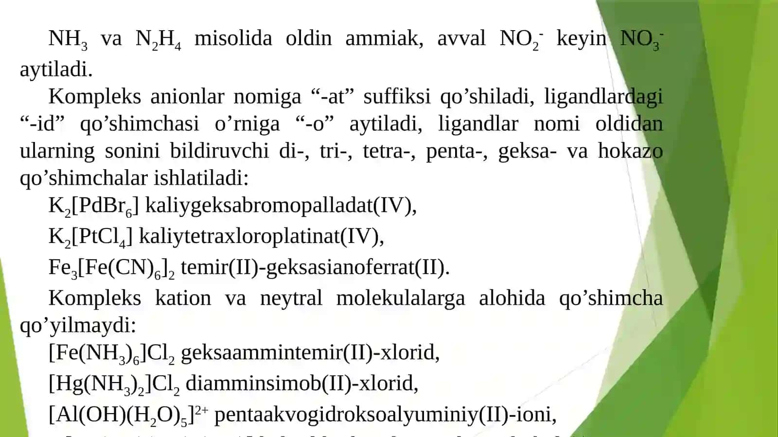 Koordinatsion birikmalarni omlash 4