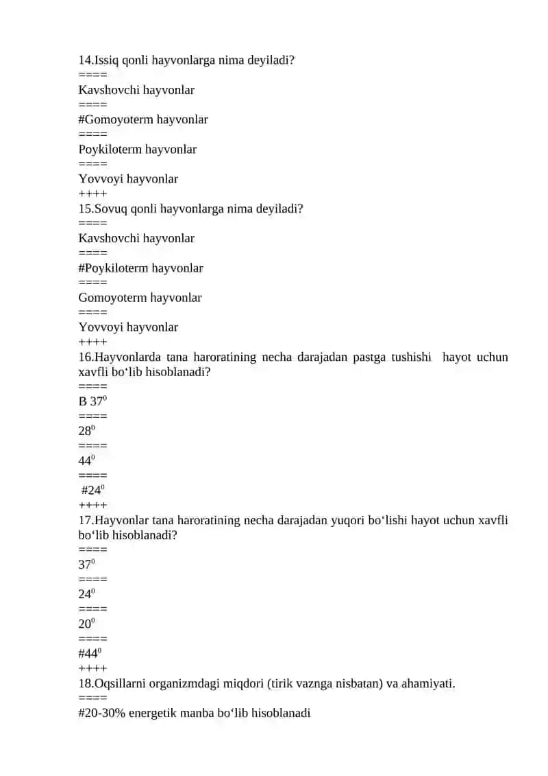 ORALIQ NAZORAT TEST 4