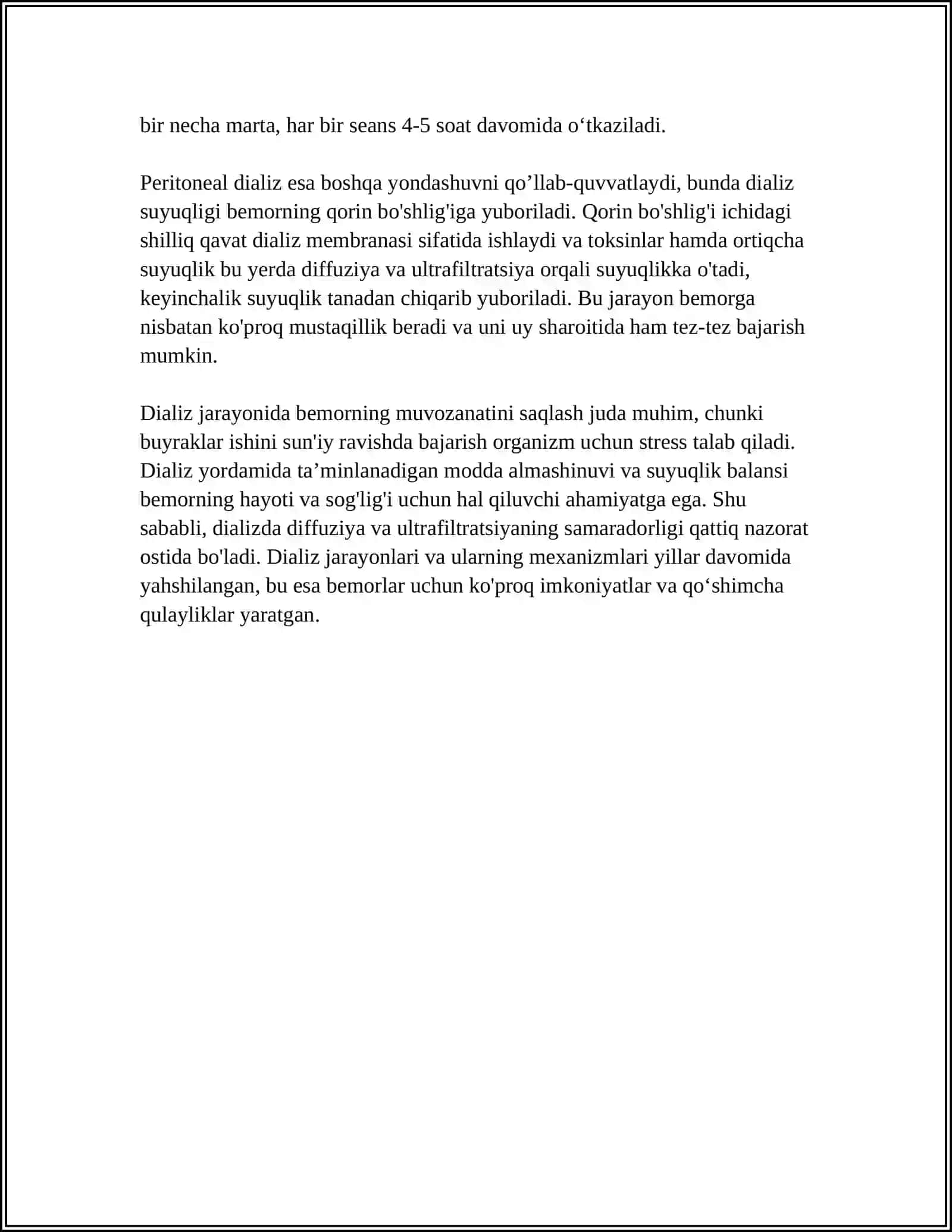 Kolloid sistemalarni dializ yoʻli bilan tozalash 4