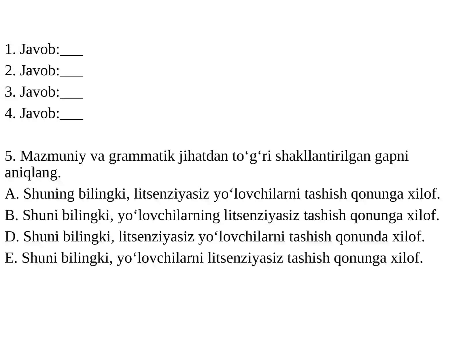 GRAMMATIK SAVODXONLIK 4