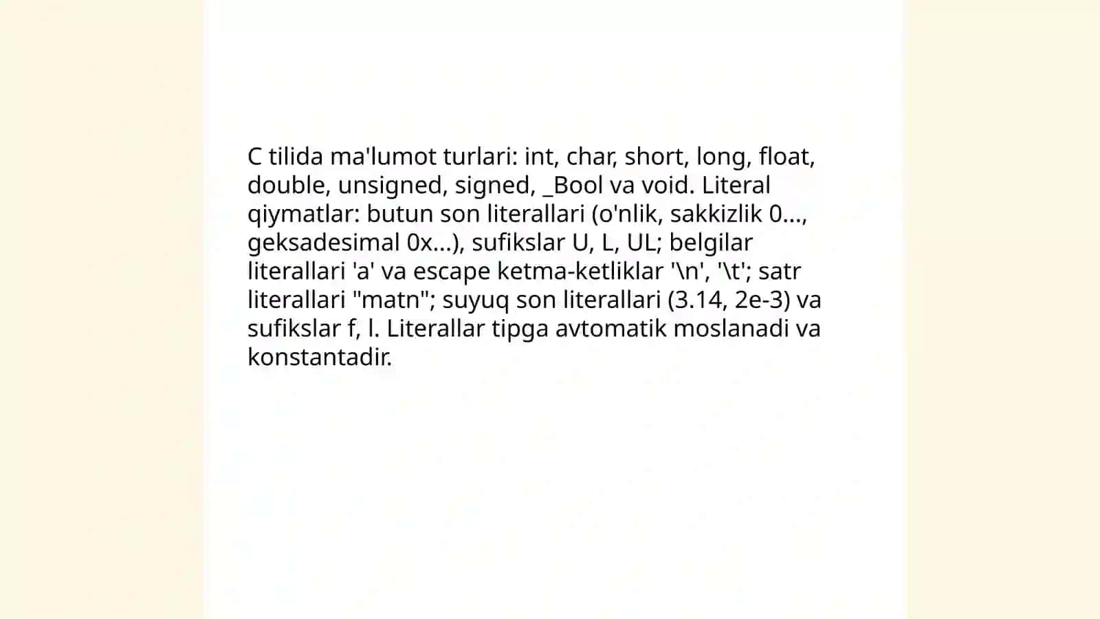 C dasturlash tili sintaksisi va funksional yondashuvi 4