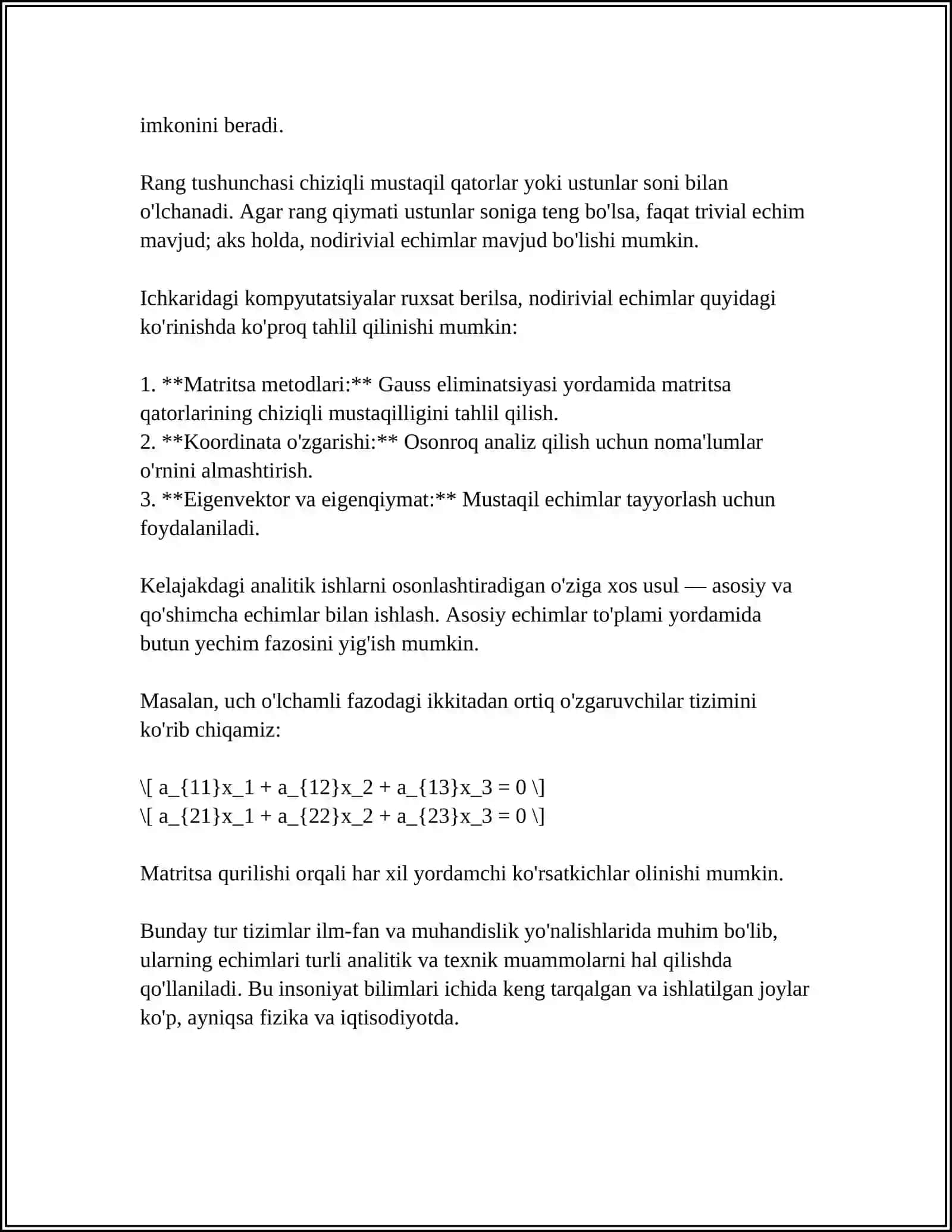 BIR JINSLI CHIZIQLI ALGEBRAIK TENGLAMALAR SISTEMASI 4