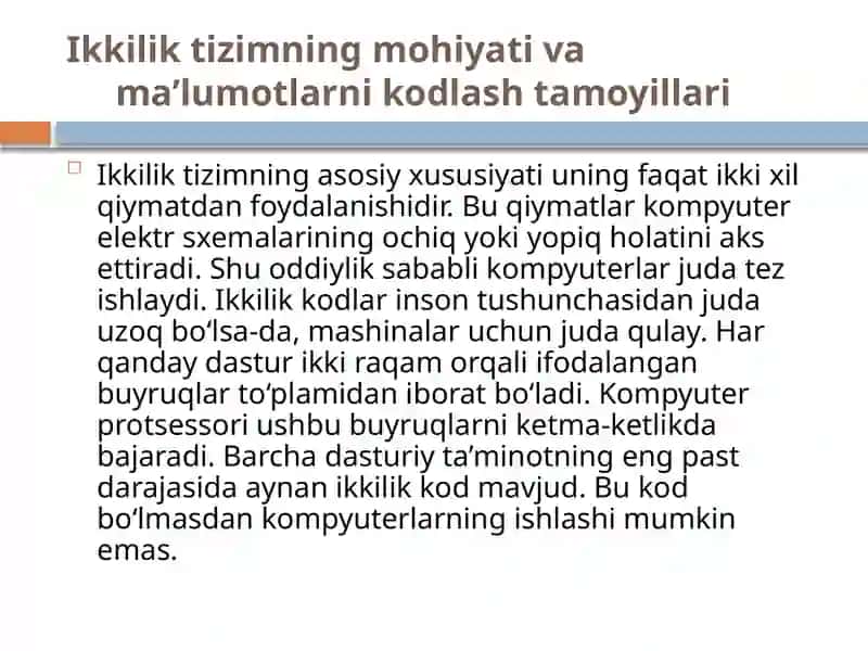 Informatikada Ikkilik Kodlarni Yaratish 4