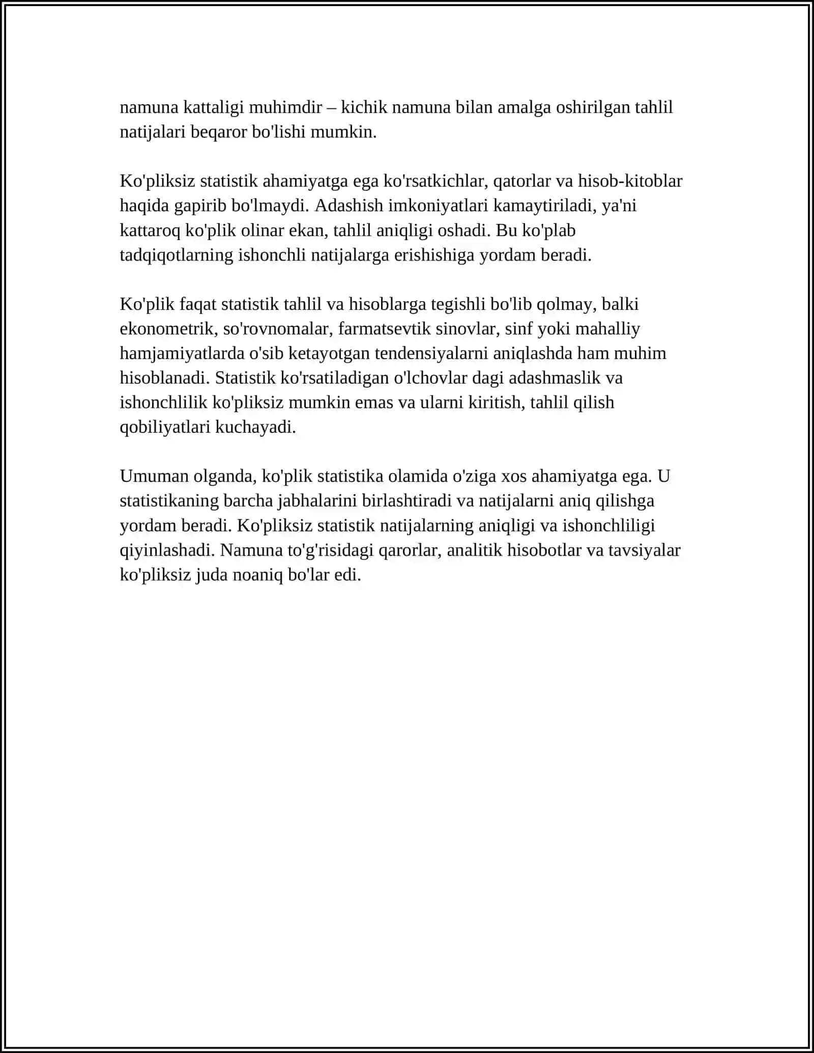 Ko'plik va unning statistik ahamiyati 4