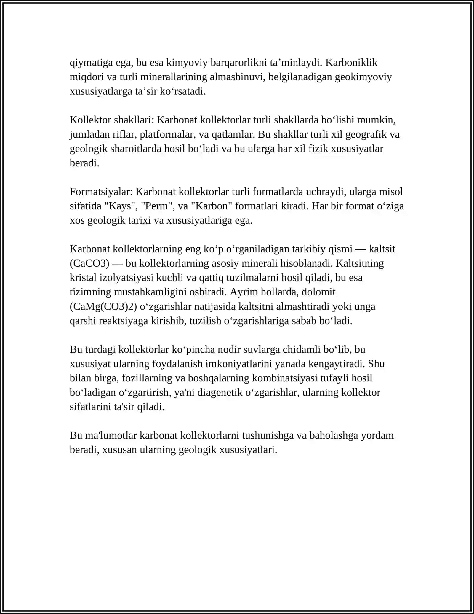 Karbonat kollektorlarning geologik xususiyatlari 4