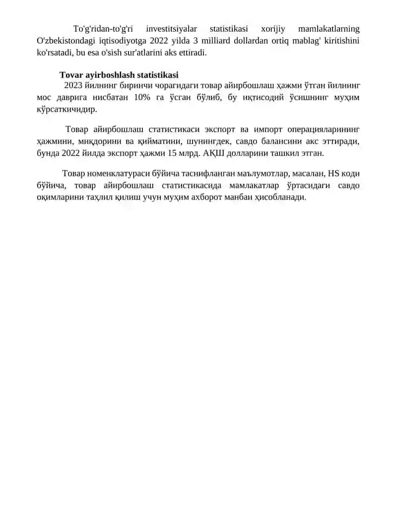 Tashqi iqtisodiy faoliyat statistikasi 4