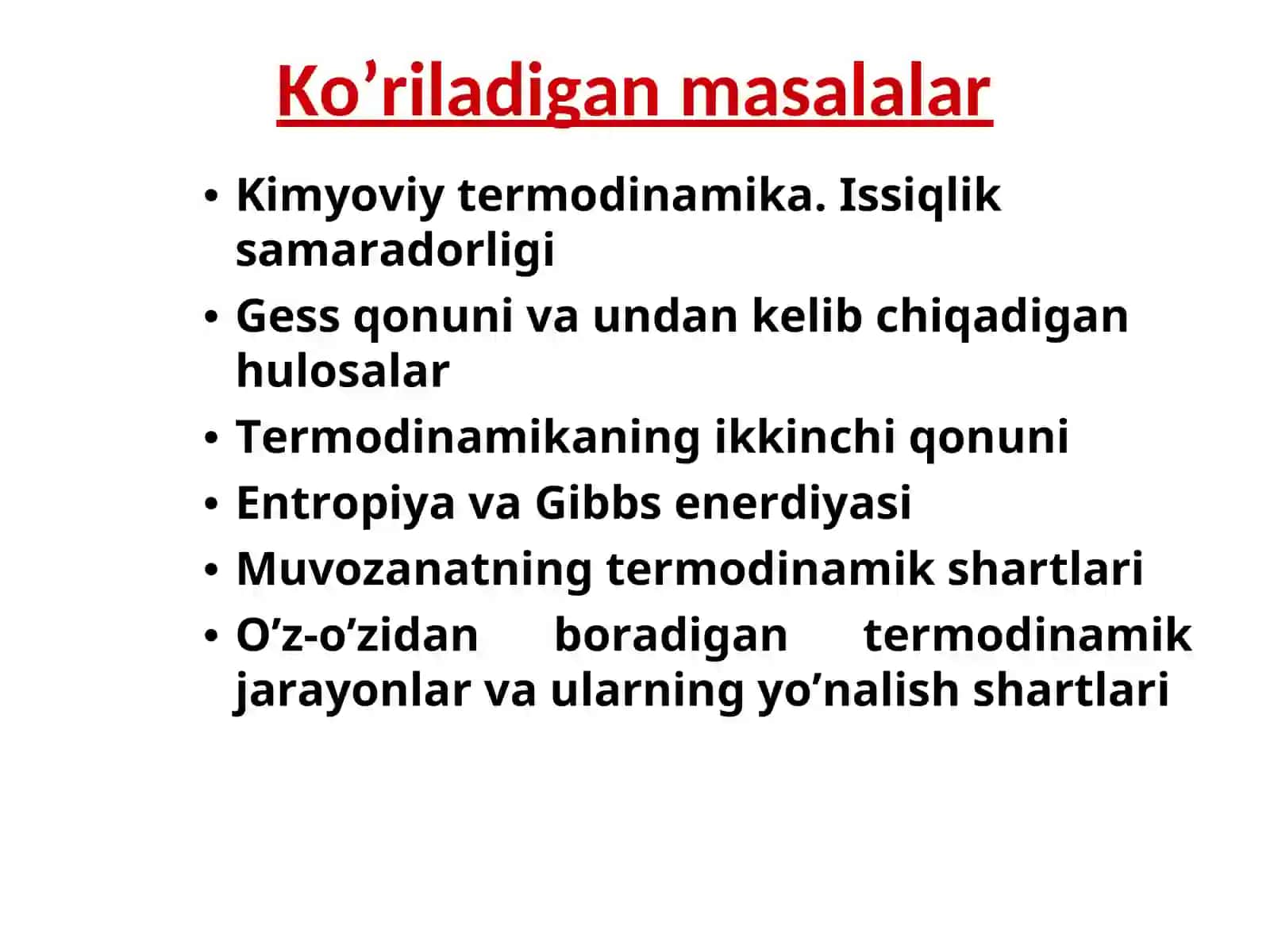 Kimyoviy Termodinamika Asoslarima’ruza 4