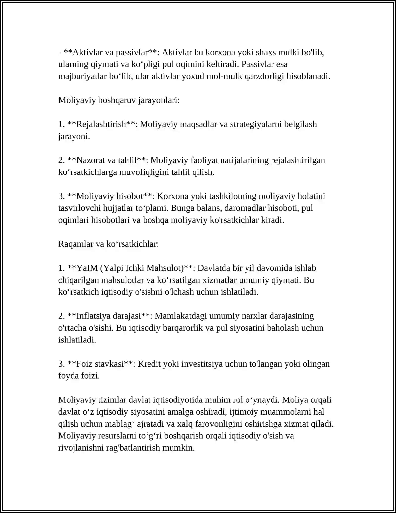 MOLIYA ASOSLARI 4
