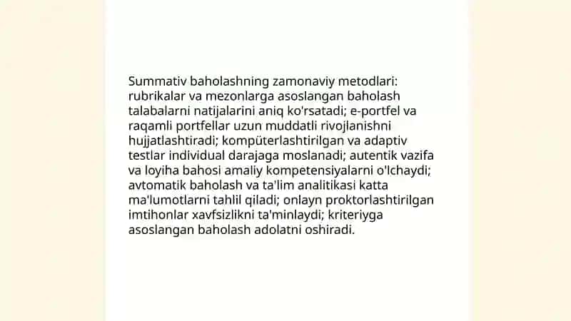 Nazorat qilish va baholashning zamonaviy usullari 4