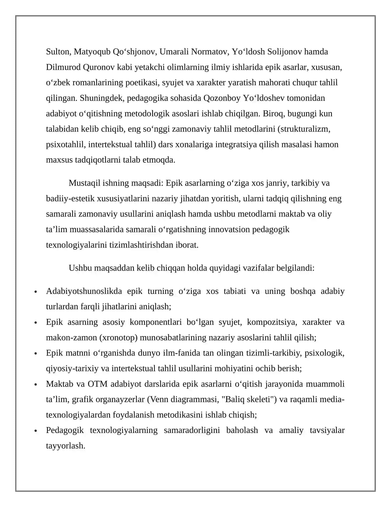 Epik asarlarni tahlil qilish usullarini o‘rganish 4