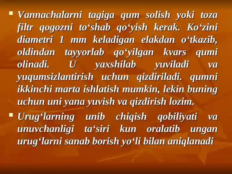 Urug‘larni tayyorlash usullari 4