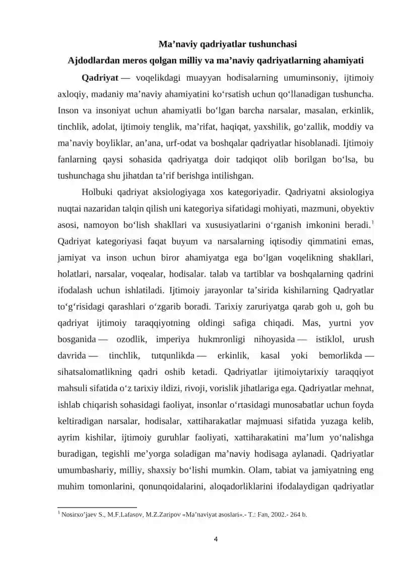 Jamiyat hayotiga ma’naviy qadriyatlarni singdirish yo’llari 4
