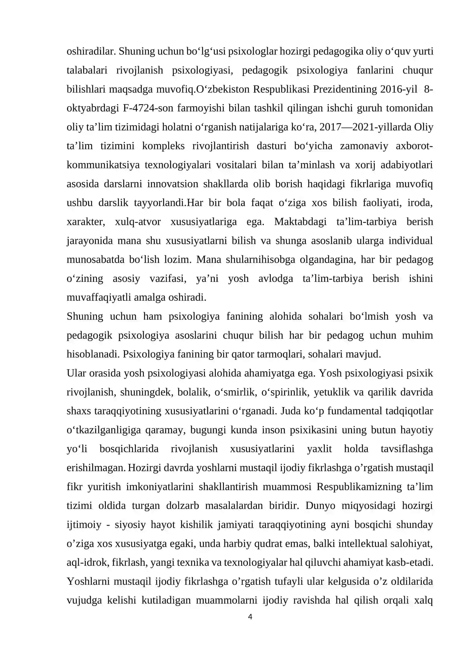 Rivojlanish psixologiyasi 4