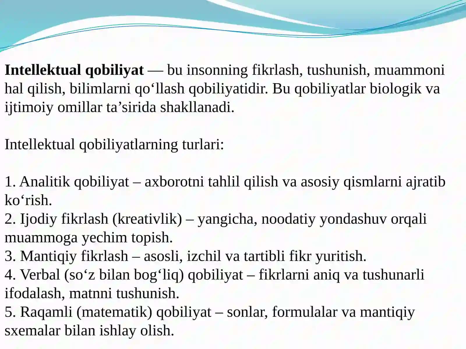 Tafakkur va intellektual qobiliyatlar 4
