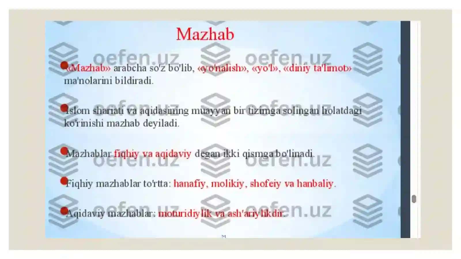 Islomdamazhablarning paydo bo'lishi 4