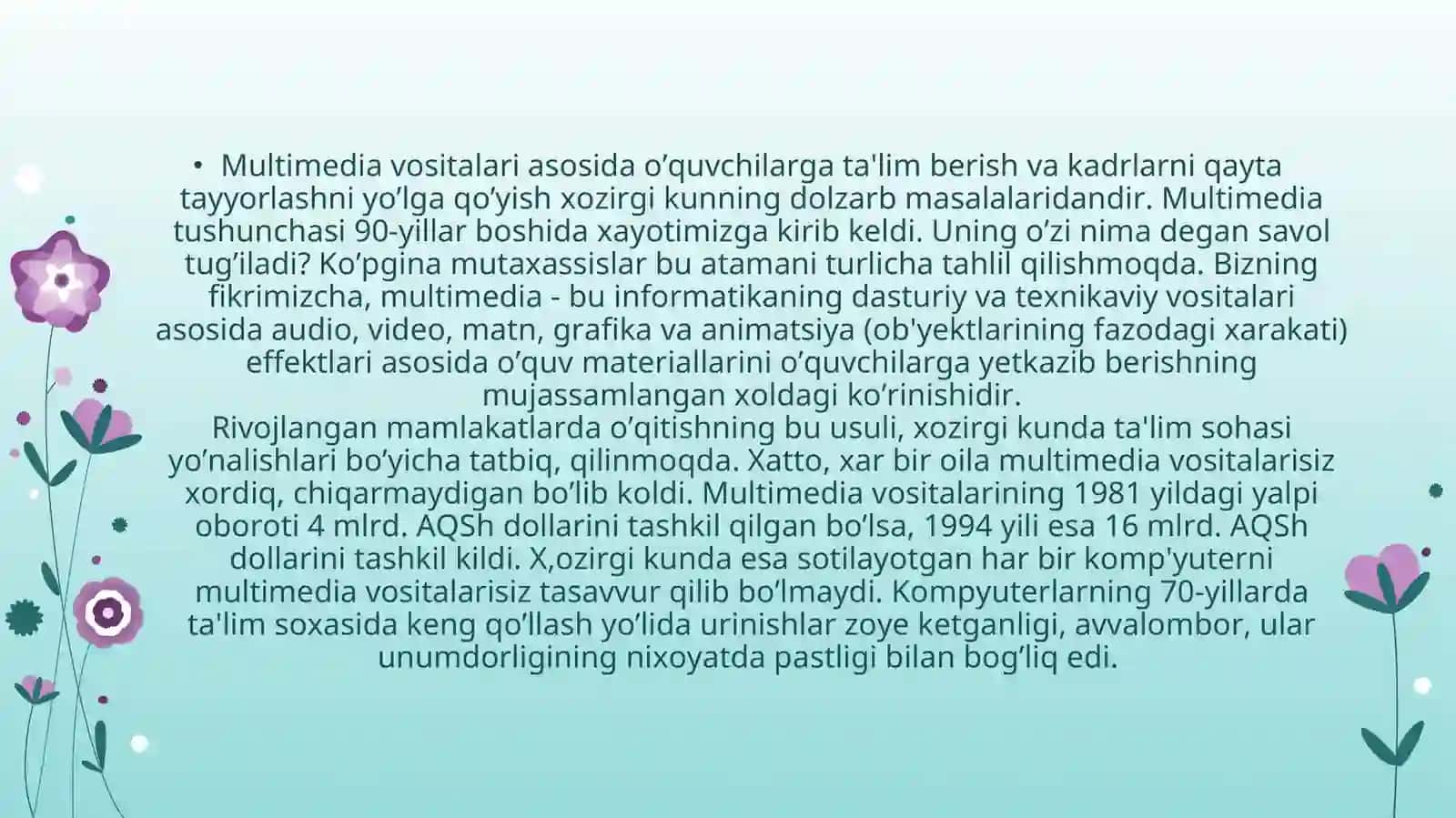 Multimediya tizimi tarkibiga kiruvchi dasturiy vositalar 4