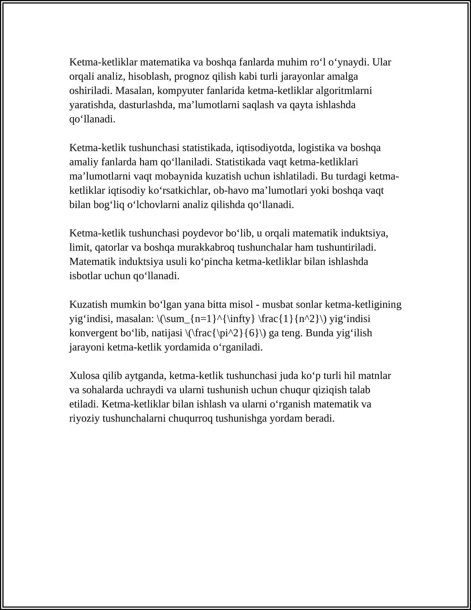 Ketma-ketlik tushunchasi 4