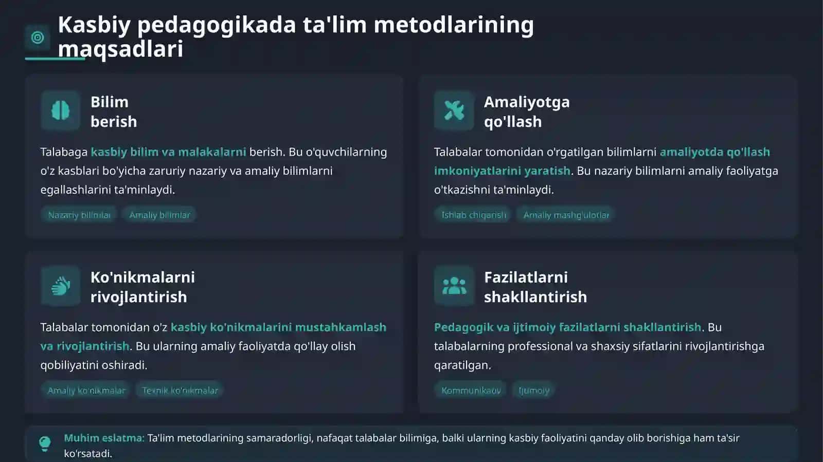 Kasbiy ta'limda o'qitishning turlari 4