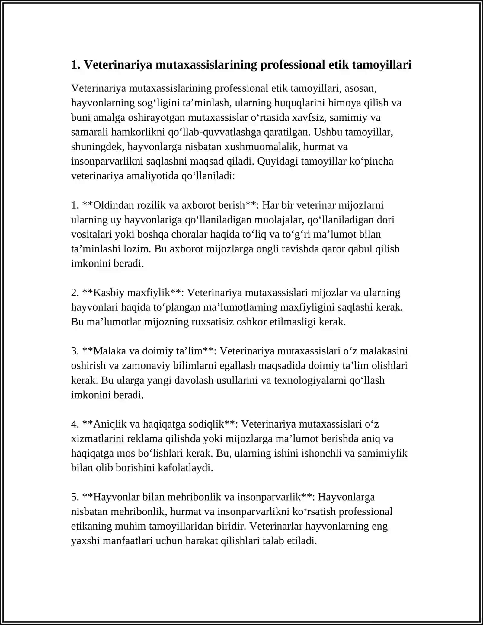 VETERINARIYA MUTAXASSISLARINING PROFESSIONAL ETIKASI 4