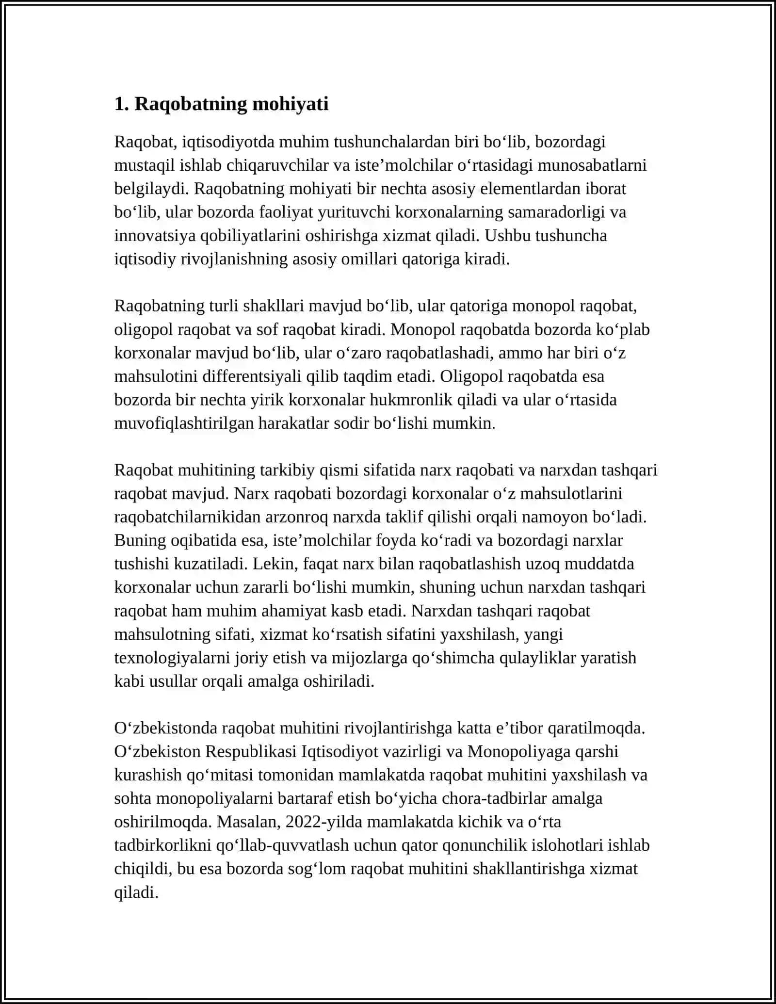 RAQOBATNING MOHIYATI, UNING SHAKLLARI VA TUSHUNCHALARI 4