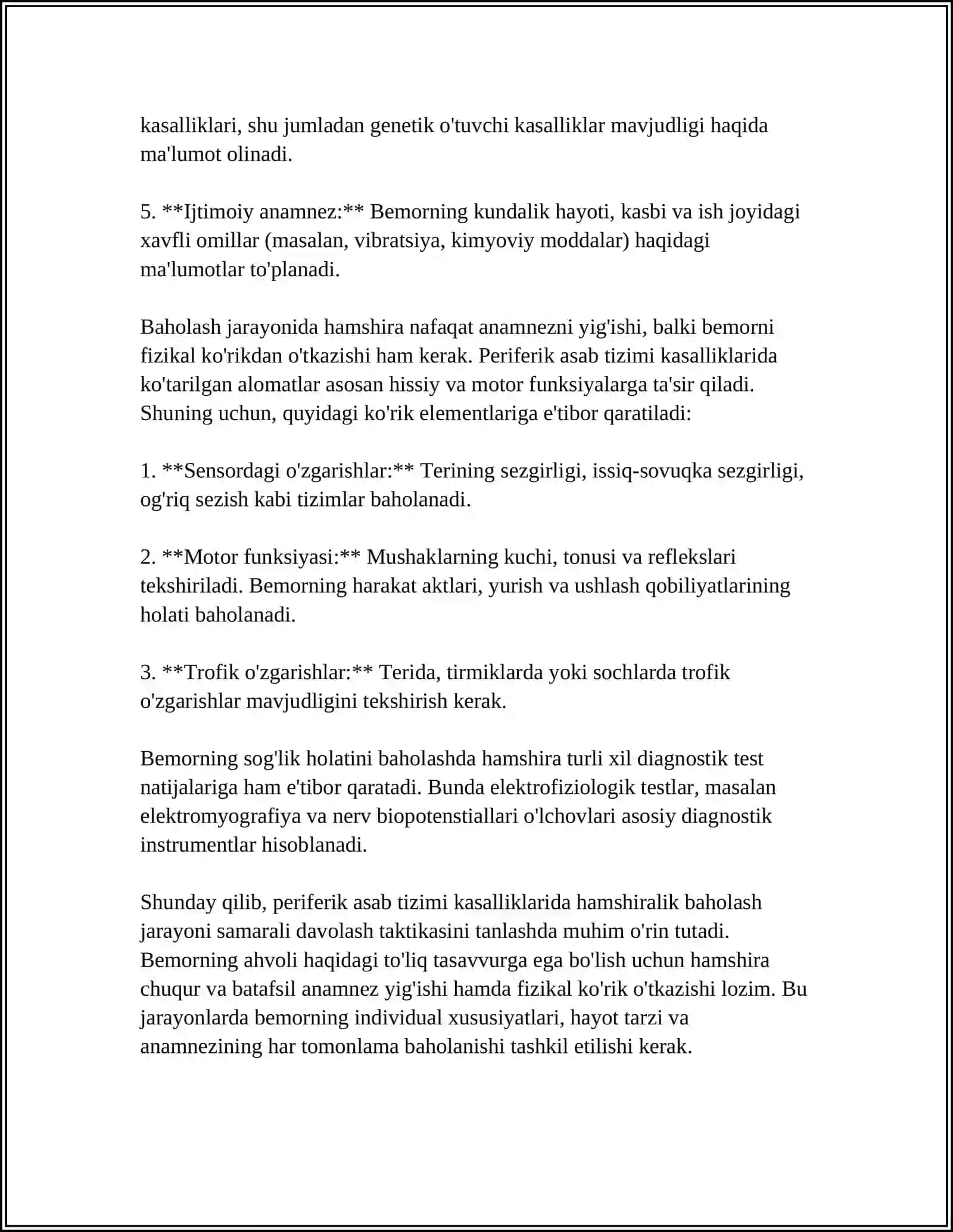 PERIFERIK ASAB TIZIMI KASALLIKLARIDA HAMSHIRALIK PARVARISHI 4