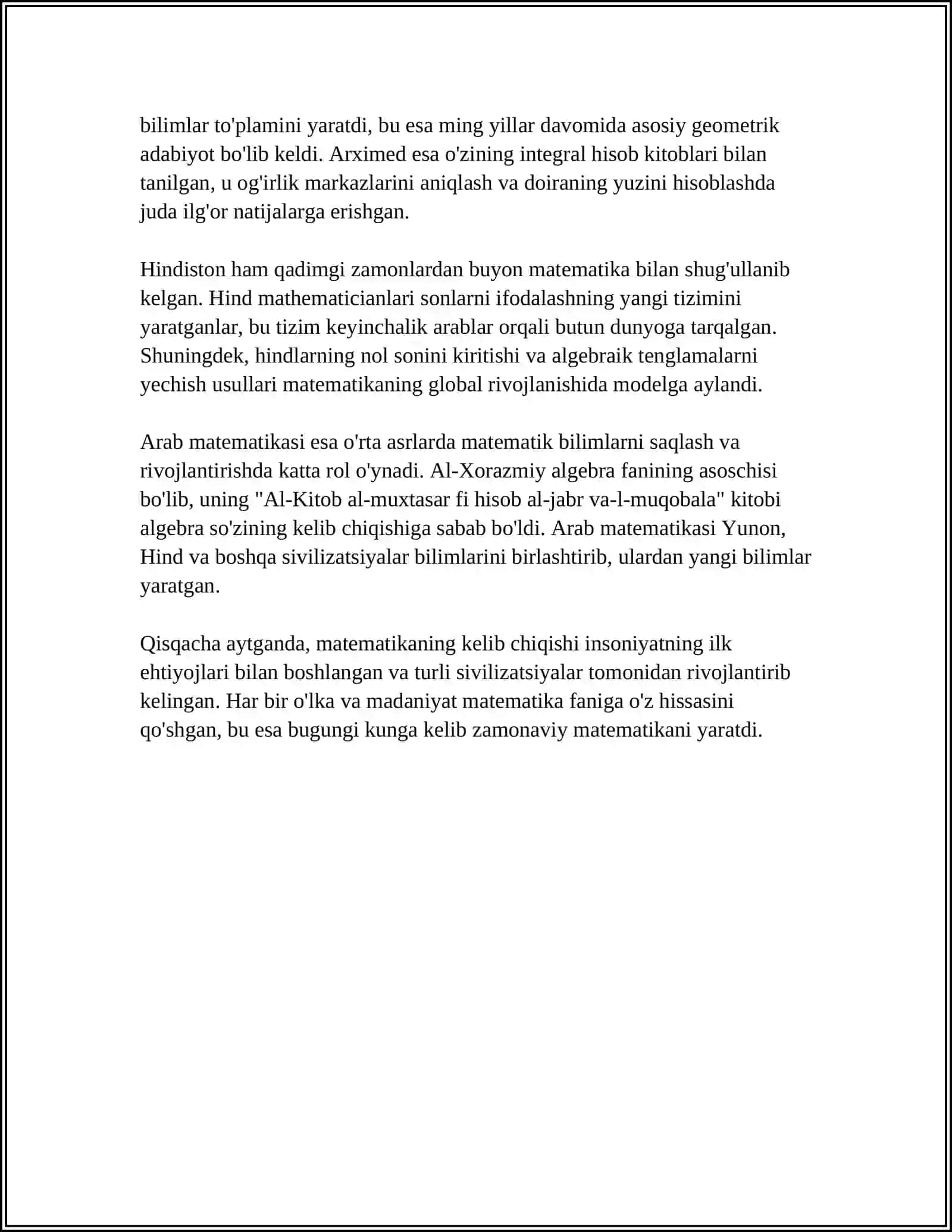 Matematika Fanining Rivojlanish Tarixi 4