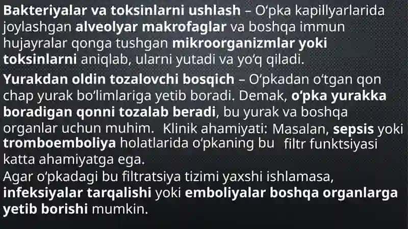 O'pkaning nafasga oid boʻlmagan funksiyalari. Sun’iy nafas. 4