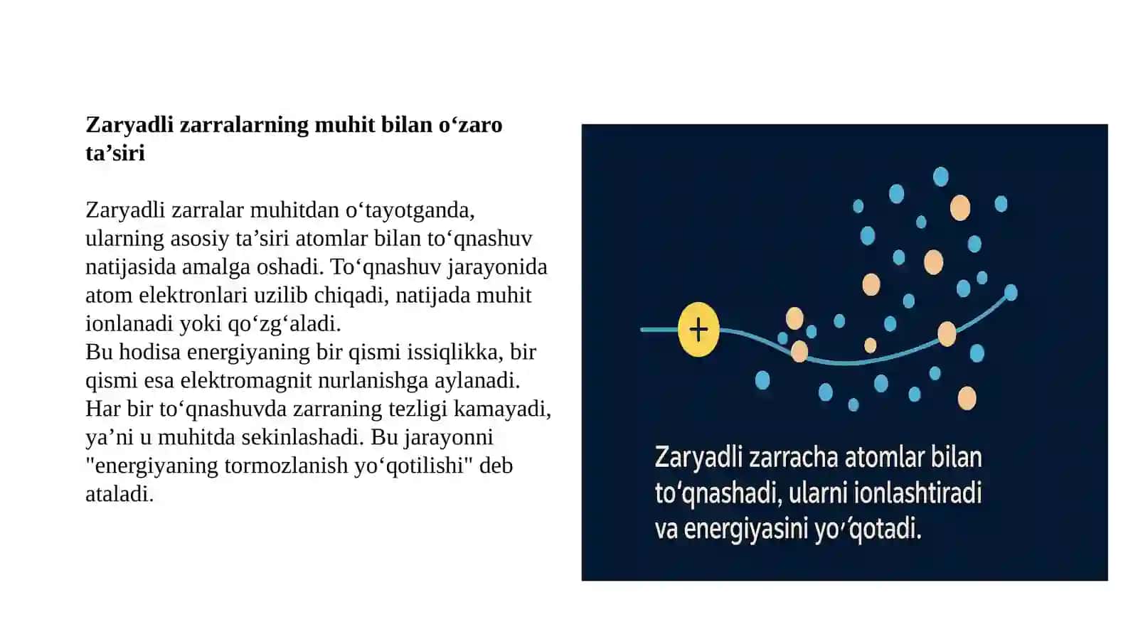 Zaryadli zarralarning muhitdan o‘tishi | Fizika prezentatsiya PPT 4