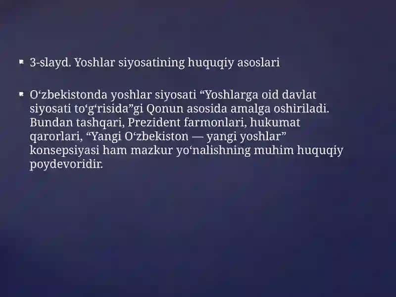 Oʻzbekistonda Yoshlar Siyosati 4