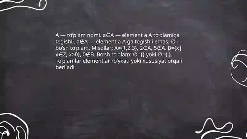To‘plam tushunchasi. To‘plamning berilish usullari 4