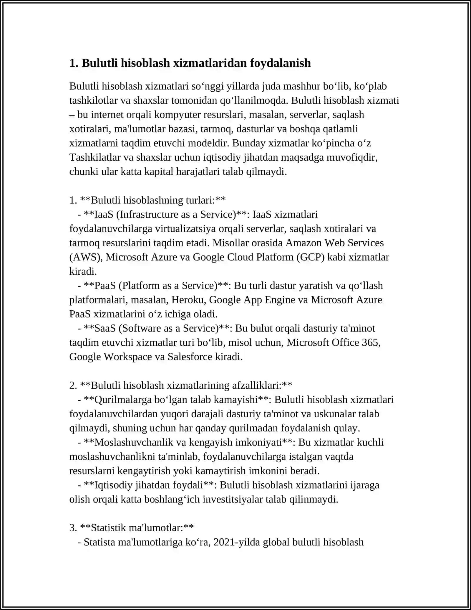 "MATNLI HUJJATLARNI YARATISH" DA BULUTLI TEXNOLOGIYALARDAN FOYDALANISH 4