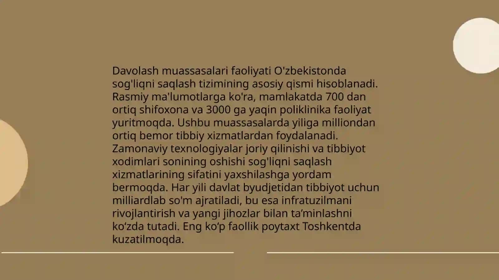 Tibbiyot masalalari va ularning bolimlari ishini tashkil etish. Tibbiyot muassasalarini turlari va tuzilishi 4