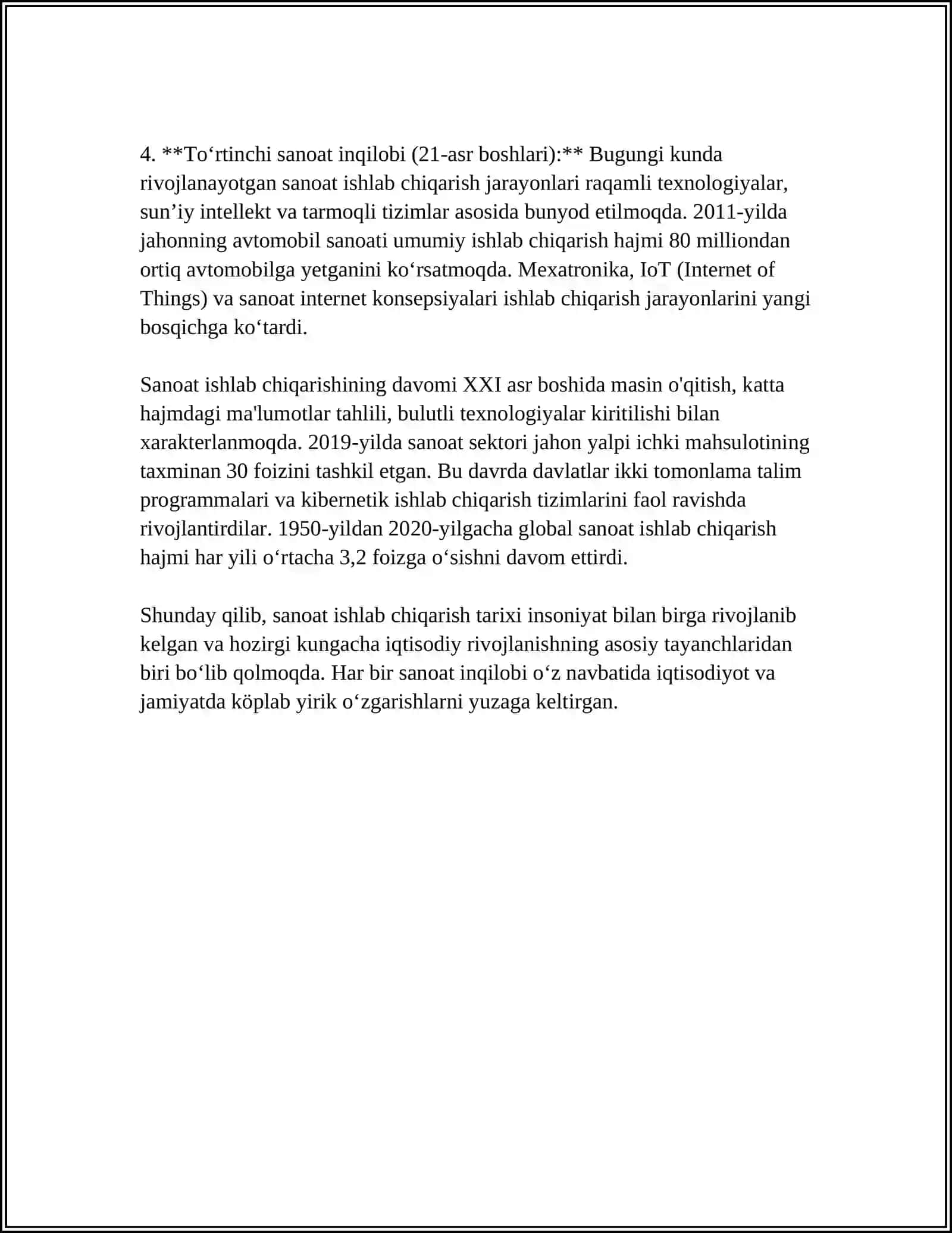 Sanoat ishlab chiqarishining tarixi 4