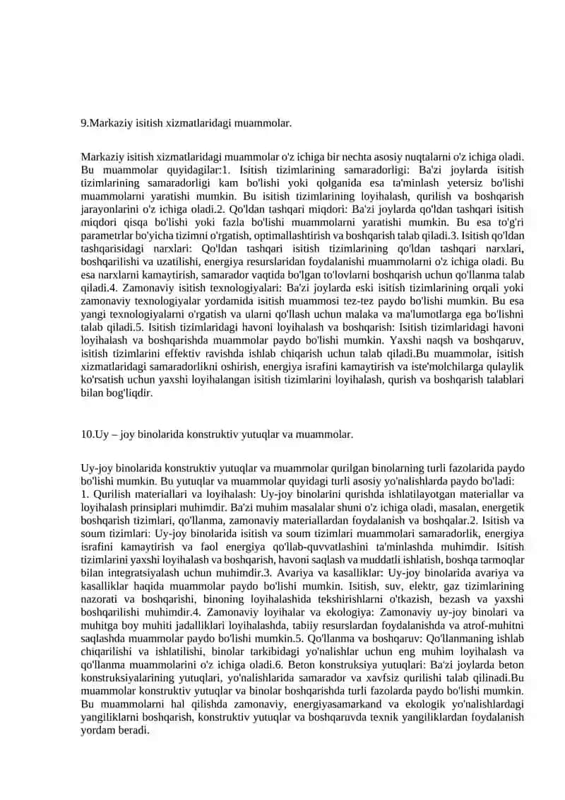 Uy joy binolari va muxandislik tarmoqlarning eskirishi 4